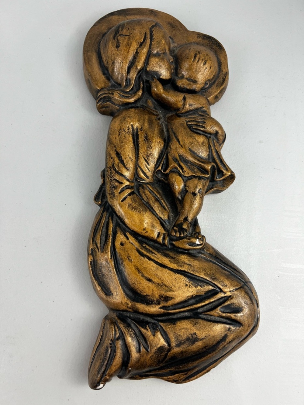 Vintage Plaster Mother and Child w/ Bronze Finish